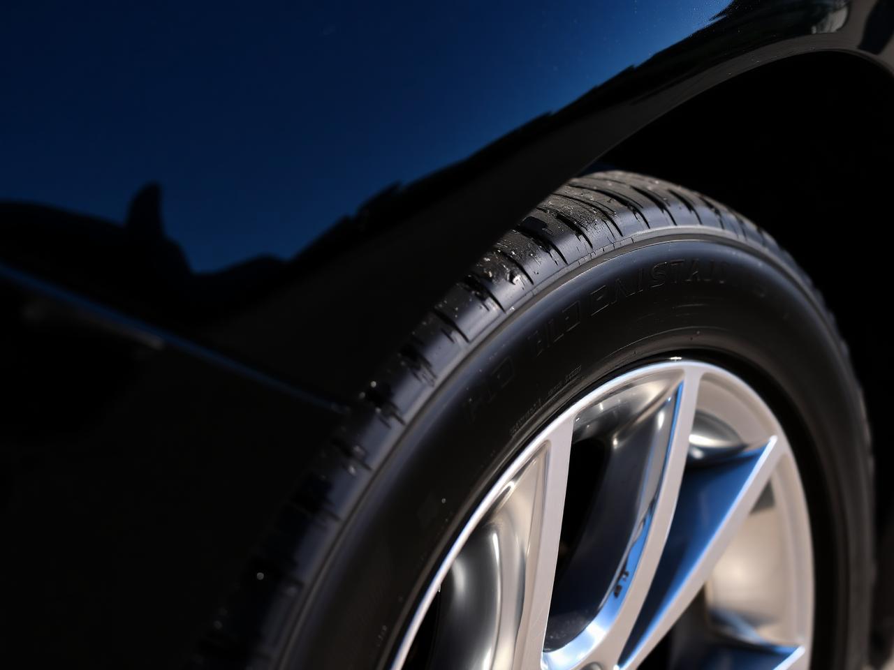 Cleaned wheel and tire with shine